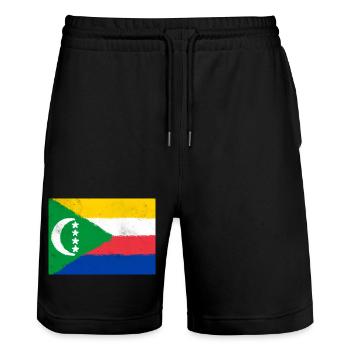 Flagge der Komoren - Stanley/Stella Unisex Bio Joggingshorts Trainer  - Schwarz - Vorne - Nik (191cm) & Marisol (170cm)