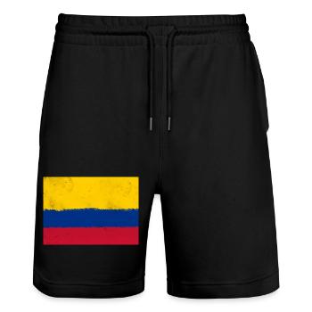 Flagge von Kolumbien - Stanley/Stella Unisex Bio Joggingshorts Trainer  - Schwarz - Vorne - Nik (191cm) & Marisol (170cm)