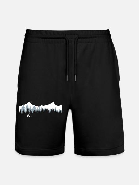Serene Mountain Forest Scene - Stanley/Stella Trainer Unisex Organic Jogging Shorts - black