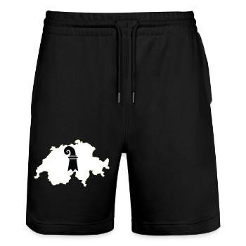 Basel-Stadt Switzerland - Stanley/Stella Trainer Unisex Organic Jogging Shorts - black - Front - Nik (191cm) & Marisol (170cm)
