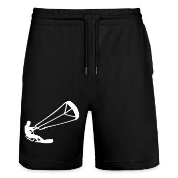 Minimalist Kitesurfer Kiting Silhouette - Stanley/Stella Trainer Unisex Organic Jogging Shorts - black - Front - Nik (191cm) & Marisol (170cm)