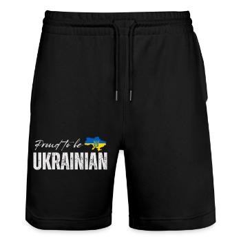 Stolzer Ukrainer, ich liebe die Ukraine - Stanley/Stella Unisex Bio Joggingshorts Trainer  - Schwarz - Vorne - Nik (191cm) & Marisol (170cm)