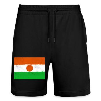 Flagge von Niger - Stanley/Stella Unisex Bio Joggingshorts Trainer  - Schwarz - Vorne - Nik (191cm) & Marisol (170cm)