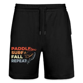 Paddle Surf Repeat - Stanley/Stella Trainer Unisex Organic Jogging Shorts - black - Front - Nik (191cm) & Marisol (170cm)
