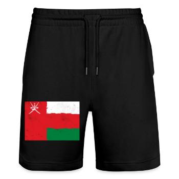 Flag of Oman - Stanley/Stella Trainer Unisex Organic Jogging Shorts - black - Front - Nik (191cm) & Marisol (170cm)