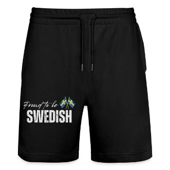 Stolzer Schwede, ich liebe Schweden - Stanley/Stella Unisex Bio Joggingshorts Trainer  - Schwarz - Vorne - Nik (191cm) & Marisol (170cm)