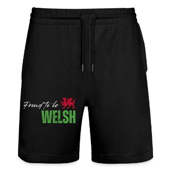Stolzer Waliser, ich liebe Wales - Stanley/Stella Unisex Bio Joggingshorts Trainer  - Schwarz - Vorne - Nik (191cm) & Marisol (170cm)