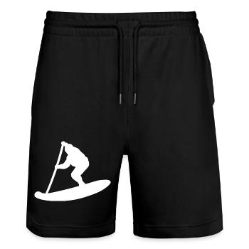 Minimalistische Stand Up Paddle Silhouette - Stanley/Stella Unisex Bio Joggingshorts Trainer  - Schwarz - Vorne - Nik (191cm) & Marisol (170cm)
