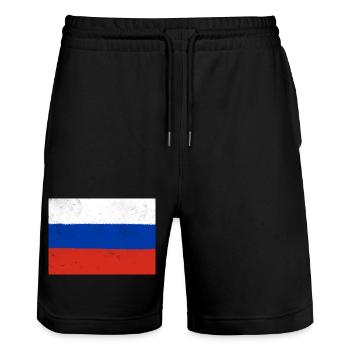 Drapeau de la Russie - Short de jogging bio TRAINER Stanley/Stella unisexe - noir - Devant - Nik (191cm) & Marisol (170cm)