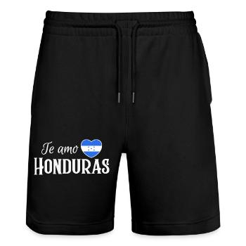 Ich liebe Honduras, made in Honduras - Stanley/Stella Unisex Bio Joggingshorts Trainer  - Schwarz - Vorne - Nik (191cm) & Marisol (170cm)
