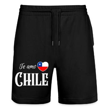 I love Chile, Chilean pride - Stanley/Stella Trainer Unisex Organic Jogging Shorts - black - Front - Nik (191cm) & Marisol (170cm)