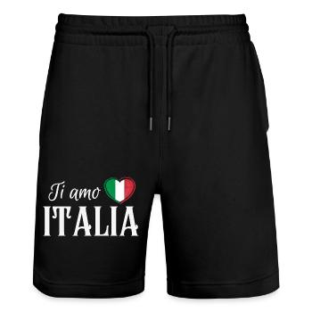 J’aime l’Italie, fierté italienne - Short de jogging bio TRAINER Stanley/Stella unisexe - noir - Devant - Nik (191cm) & Marisol (170cm)
