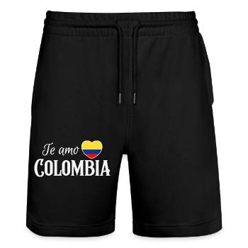 J’aime la Colombie, fierté colombienne - Short de jogging bio TRAINER Stanley/Stella unisexe - noir - Devant - Nik (191cm) & Marisol (170cm)