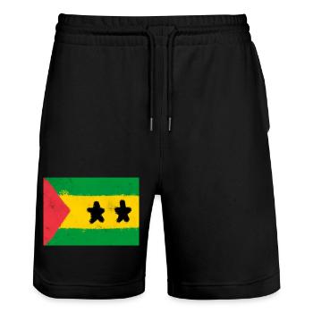 Flagge von São Tomé und Príncipe - Stanley/Stella Unisex Bio Joggingshorts Trainer  - Schwarz - Vorne - Nik (191cm) & Marisol (170cm)