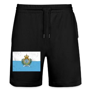 Drapeau de Saint-Marin - Short de jogging bio TRAINER Stanley/Stella unisexe - noir - Devant - Nik (191cm) & Marisol (170cm)