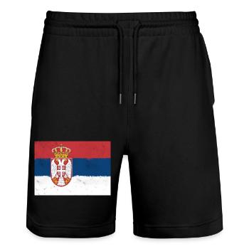 Drapeau de la Serbie - Short de jogging bio TRAINER Stanley/Stella unisexe - noir - Devant - Nik (191cm) & Marisol (170cm)
