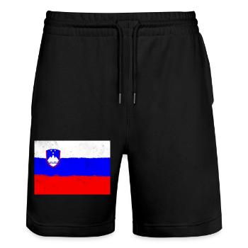 Flagge von Slowenien - Stanley/Stella Unisex Bio Joggingshorts Trainer  - Schwarz - Vorne - Nik (191cm) & Marisol (170cm)