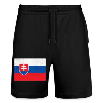 Flagge der Slowakei - Stanley/Stella Unisex Bio Joggingshorts Trainer  - Schwarz - Vorne - Nik (191cm) & Marisol (170cm)