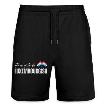 Luxemburger stolz, ich liebe Luxemburg - Stanley/Stella Unisex Bio Joggingshorts Trainer  - Schwarz - Vorne - Nik (191cm) & Marisol (170cm)