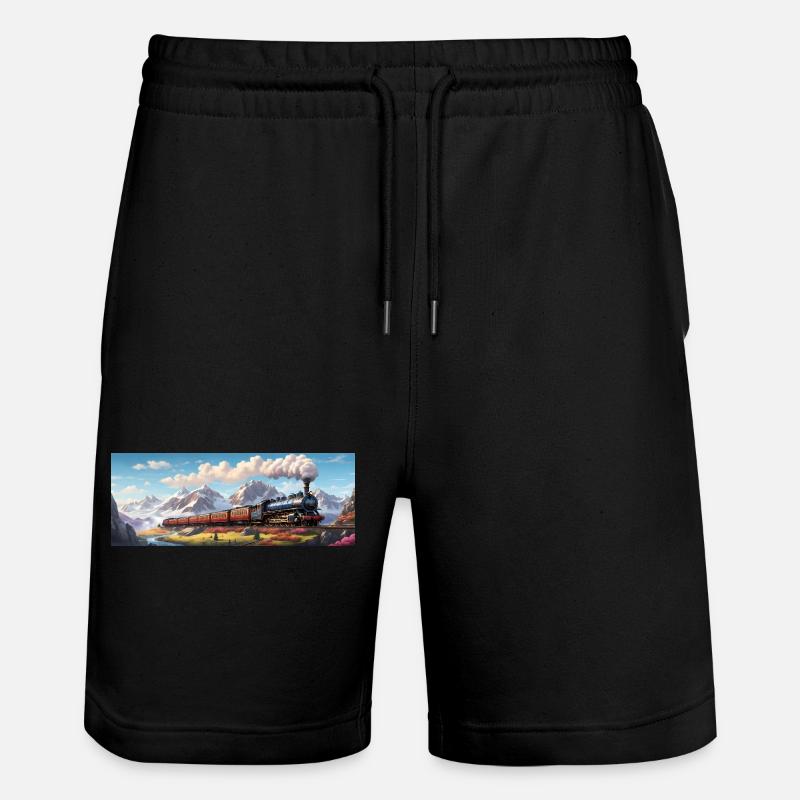 Nostalgischer Eisenbahnzug mit Dampflokomotive - Stanley/Stella Unisex Bio Joggingshorts Trainer  - Schwarz