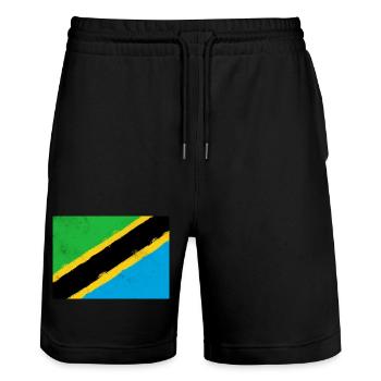 Flagge von Tansania - Stanley/Stella Unisex Bio Joggingshorts Trainer  - Schwarz - Vorne - Nik (191cm) & Marisol (170cm)