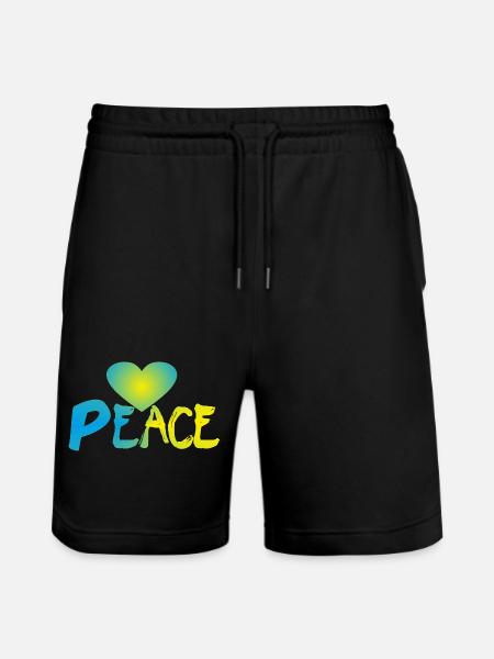 Peace Herz Frieden Friedenszeichen - Stanley/Stella Unisex Bio Joggingshorts Trainer - Schwarz