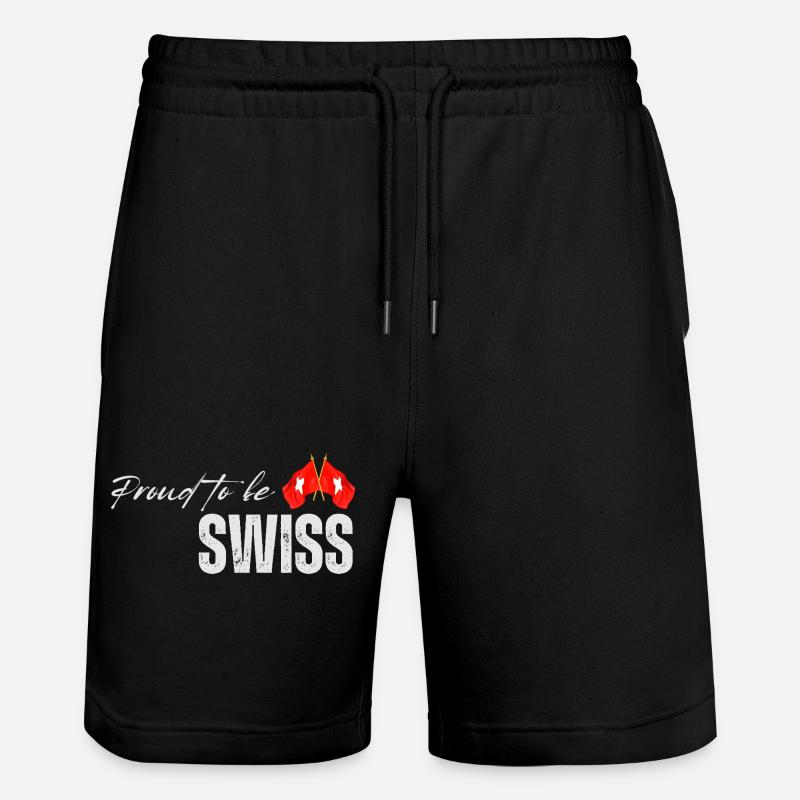 Fier Suisse, j’adore la Suisse - Short de jogging bio TRAINER Stanley/Stella unisexe - noir