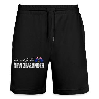 Néo-Zélandais fier, j’adore la Nouvelle-Zélande - Short de jogging bio TRAINER Stanley/Stella unisexe - noir - Devant - Nik (191cm) & Marisol (170cm)