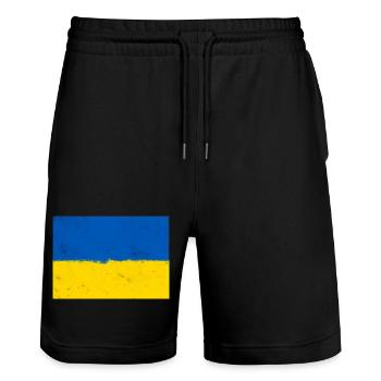 Drapeau de l’Ukraine - Short de jogging bio TRAINER Stanley/Stella unisexe - noir - Devant - Nik (191cm) & Marisol (170cm)