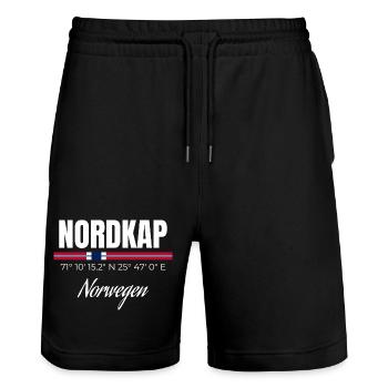 Nordkap - Stanley/Stella Unisex Bio Joggingshorts Trainer  - Schwarz - Vorne - Nik (191cm) & Marisol (170cm)