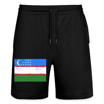 Flagge von Usbekistan - Stanley/Stella Unisex Bio Joggingshorts Trainer  - Schwarz - Vorne - Nik (191cm) & Marisol (170cm)