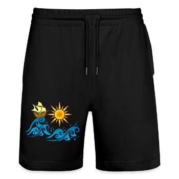 Journey to a better world - Stanley/Stella Trainer Unisex Organic Jogging Shorts - black - Front - Nik (191cm) & Marisol (170cm)