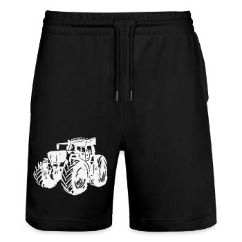 930 Illustration - Stanley/Stella Unisex Bio Joggingshorts Trainer  - Schwarz - Vorne - Nik (191cm) & Marisol (170cm)
