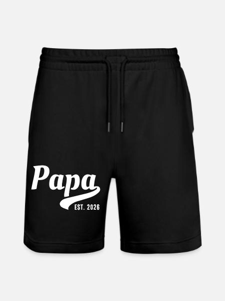 Papa established 2026 - Stanley/Stella Trainer Unisex Organic Jogging Shorts - black