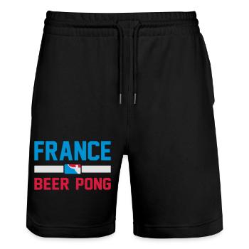 Beer Pong France - Stanley/Stella Unisex Bio Joggingshorts Trainer  - Schwarz - Vorne - Nik (191cm) & Marisol (170cm)
