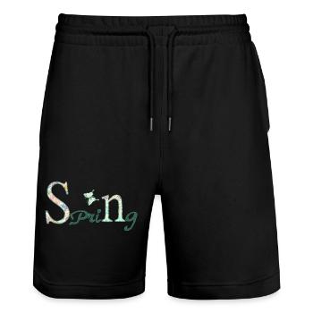 Spring - Stanley/Stella Unisex Bio Joggingshorts Trainer  - Schwarz - Vorne - Nik (191cm) & Marisol (170cm)