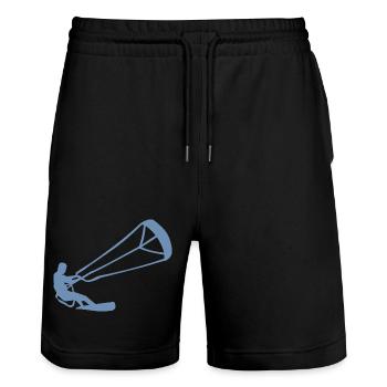 Kitesurfer Silhouette Kiteboarding Adrenalin Sport - Stanley/Stella Unisex Bio Joggingshorts Trainer  - Schwarz - Vorne - Nik (191cm) & Marisol (170cm)
