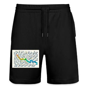Follow the Path - Stanley/Stella Trainer Unisex Organic Jogging Shorts - black - Front - Nik (191cm) & Marisol (170cm)