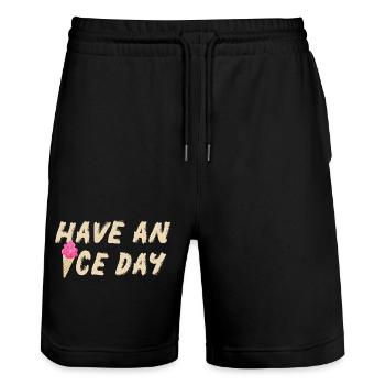 Icecream nice Day Eis Eisdiele Gruß coole Quotes - Stanley/Stella Unisex Bio Joggingshorts Trainer  - Schwarz - Vorne - Nik (191cm) & Marisol (170cm)