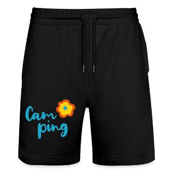 Camping Fleur Camper Fan Vacances Van Life Été - Short de jogging bio TRAINER Stanley/Stella unisexe - noir - Devant - Nik (191cm) & Marisol (170cm)