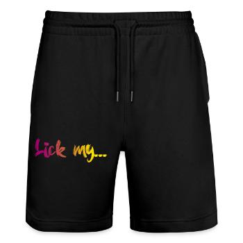 Lèche mon - Short de jogging bio TRAINER Stanley/Stella unisexe - noir - Devant - Nik (191cm) & Marisol (170cm)