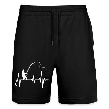 Fisherman Heartbeat Art Design - Short de jogging bio TRAINER Stanley/Stella unisexe - noir - Devant - Nik (191cm) & Marisol (170cm)
