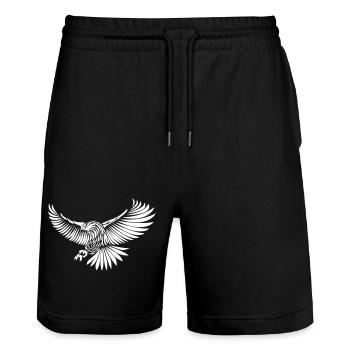 Heraldic Eagle Power - Stanley/Stella Trainer Unisex Organic Jogging Shorts - black - Front - Nik (191cm) & Marisol (170cm)