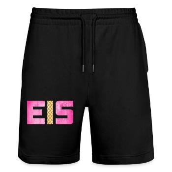 Eis Waffel Eisdiele Eiscreme Eiskrem Sommer pink - Stanley/Stella Unisex Bio Joggingshorts Trainer  - Schwarz - Vorne - Nik (191cm) & Marisol (170cm)