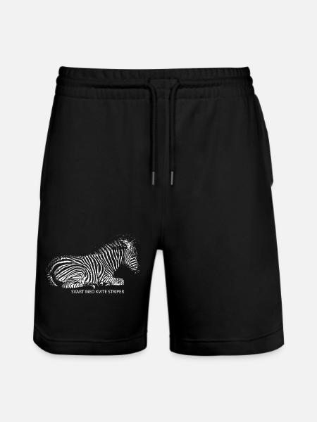 Svart med Kvite Striper - Stanley/Stella Trainer økologisk unisex-løpeshorts - svart