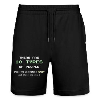 10 Arten von Menschen – Klassischer binärer Nerd-Witz - Stanley/Stella Unisex Bio Joggingshorts Trainer  - Schwarz - Vorne - Nik (191cm) & Marisol (170cm)