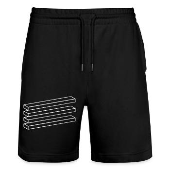 Optical Illusion Geometry Minimalist Puzzle - Stanley/Stella Trainer Unisex Organic Jogging Shorts - black - Front - Nik (191cm) & Marisol (170cm)