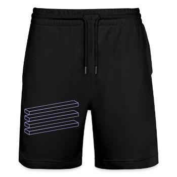 Optical Illusion Geometry Minimalist Puzzle - Stanley/Stella Trainer Unisex Organic Jogging Shorts - black - Front - Nik (191cm) & Marisol (170cm)