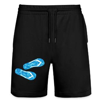 pantoufles piscine tongs camping vacances aquatiques fun - Short de jogging bio TRAINER Stanley/Stella unisexe - noir - Devant - Nik (191cm) & Marisol (170cm)