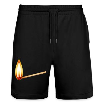 Burning match with a large warm flame - Stanley/Stella Trainer Unisex Organic Jogging Shorts - black - Front - Nik (191cm) & Marisol (170cm)